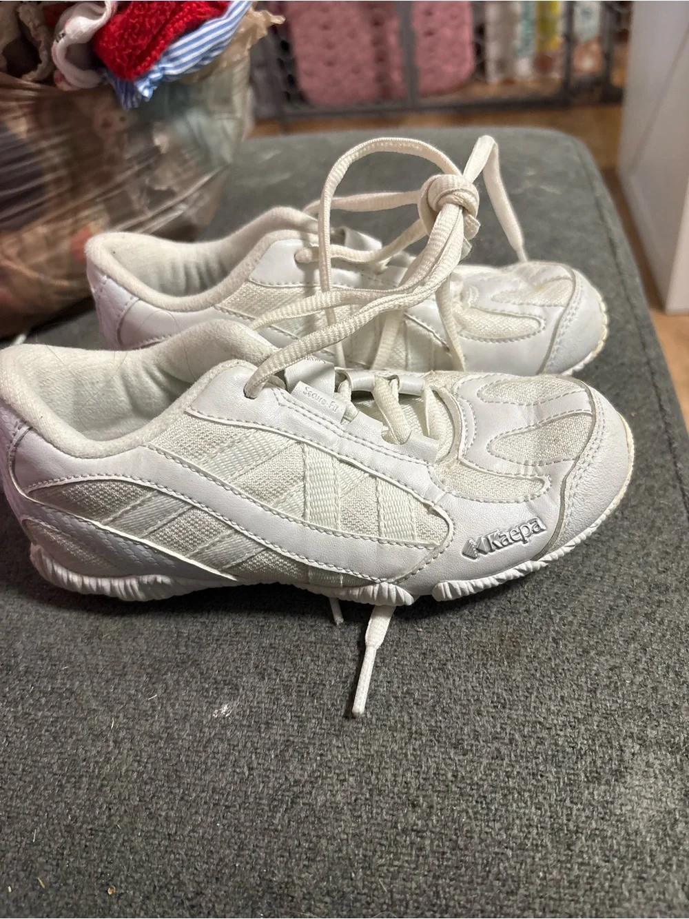 Kids White Athletic Cheer Sneakers - Comfortable Lace-Up Shoes